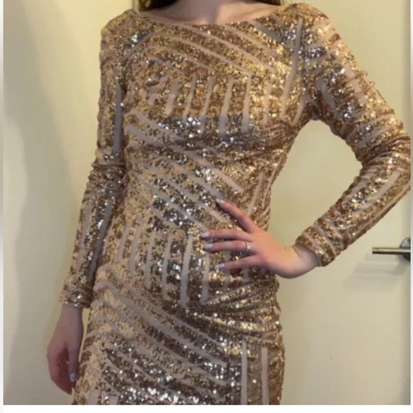 Hello Molly Rose Gold sequin dress 6 NWT - Picture 5 of 9